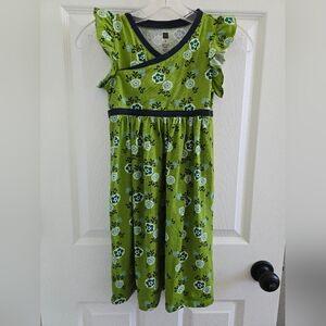Tea Collection Apple Green Floral Casual Dress, Flutter Sleeve, Empire Waist, 8